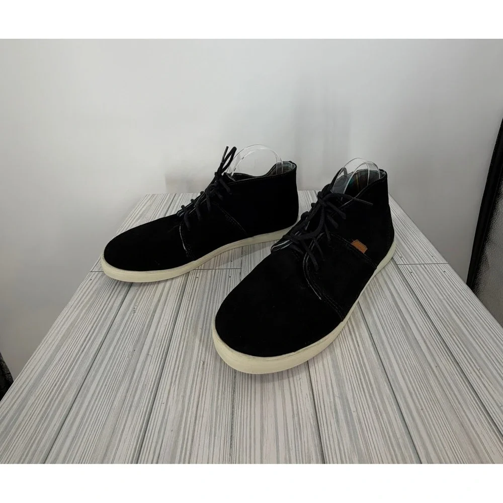 Vans Chukka Mid Black Suede Plaid Lined Sneakers Size Mens 9.5 Womens 11